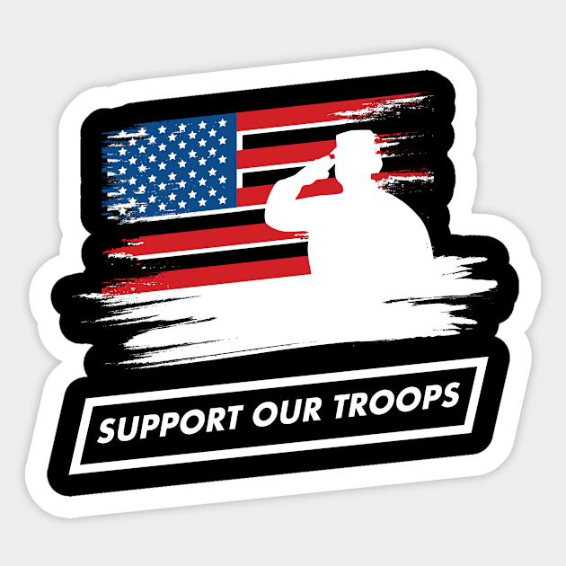 USA Flag Support Our Troops America Sticker by Super Fresh Art